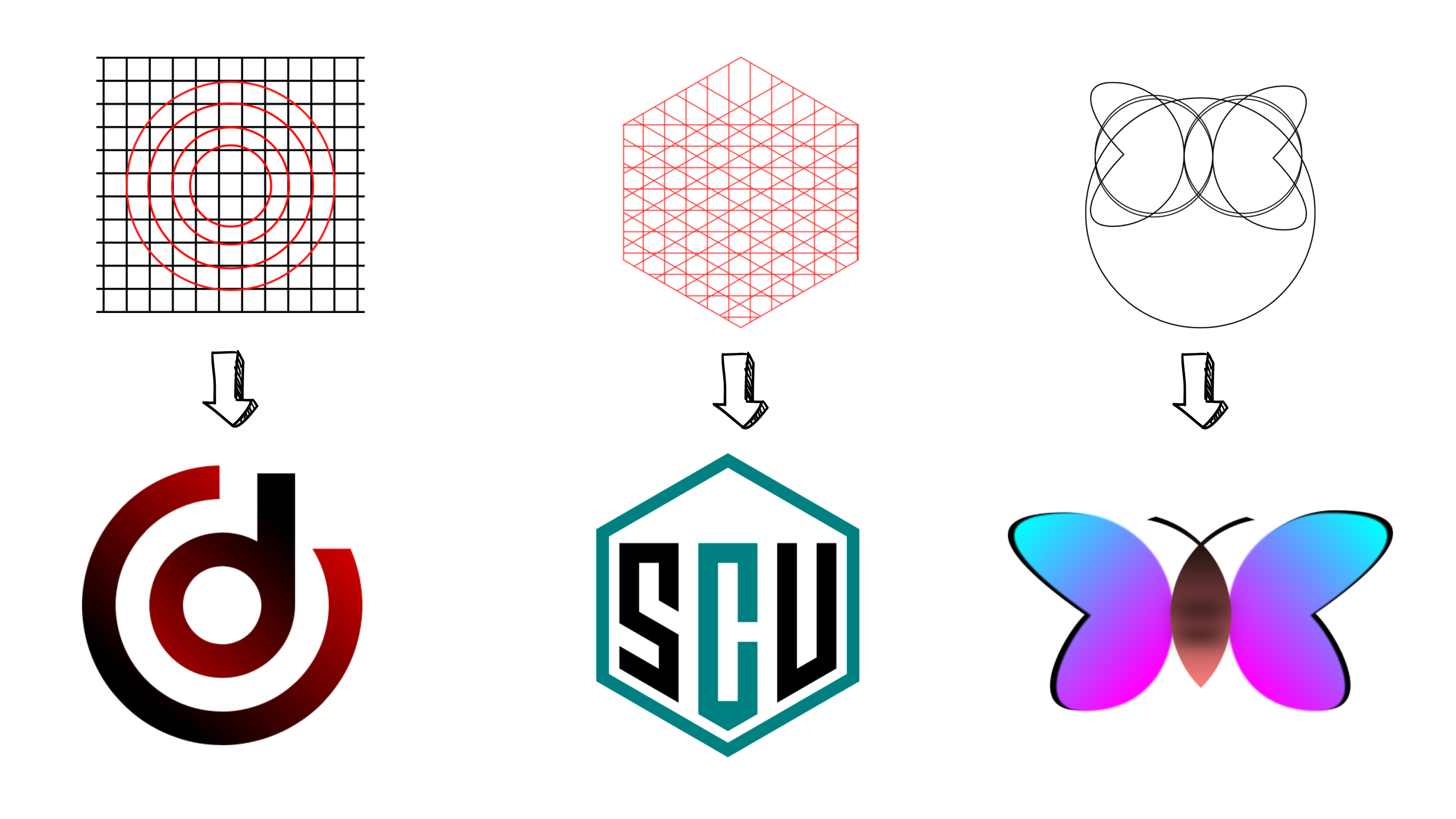 3 logotipa. Kako smo ih dobili koristeci podlogu.